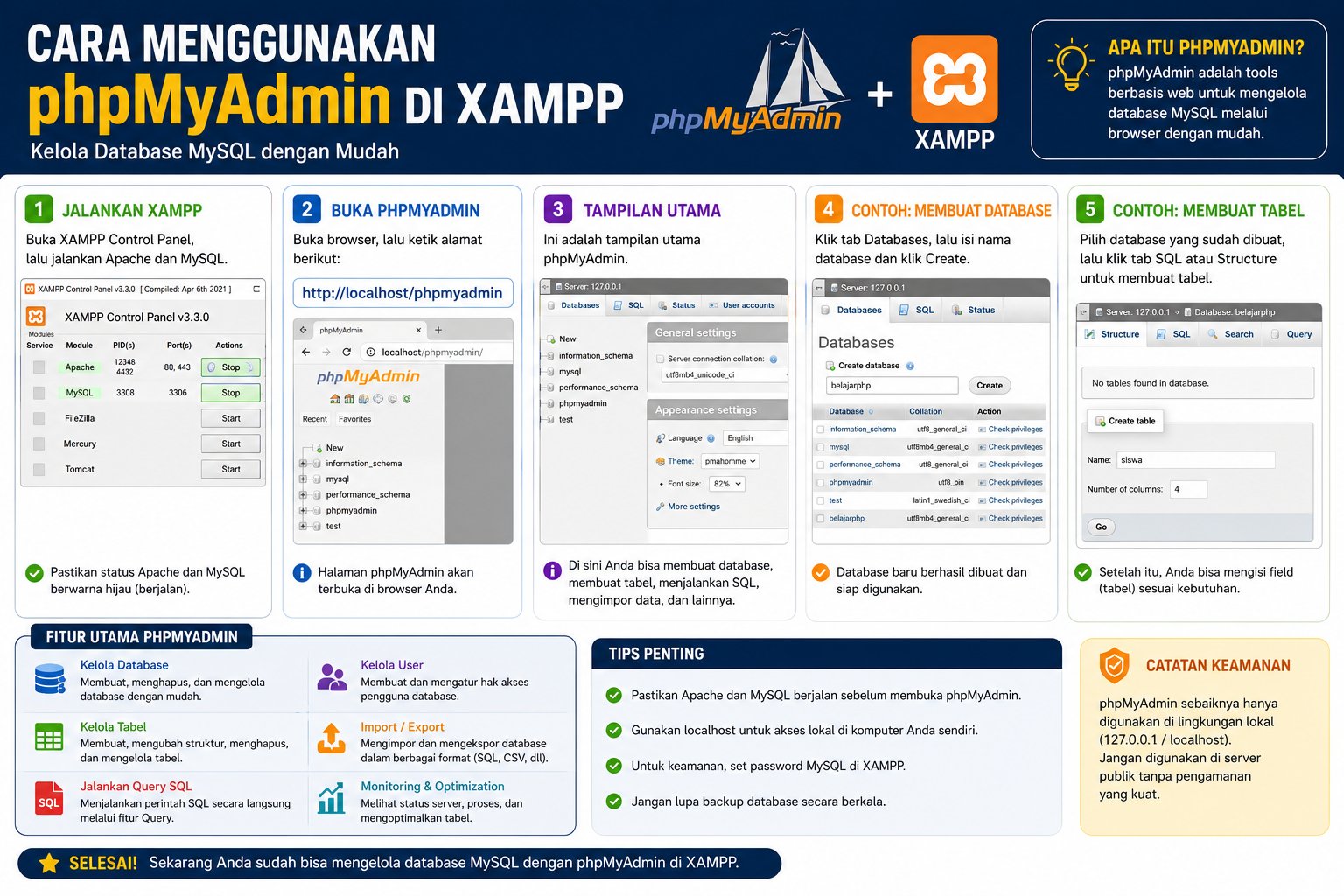 Cara Menggunakan PhpMyAdmin Di XAMPP