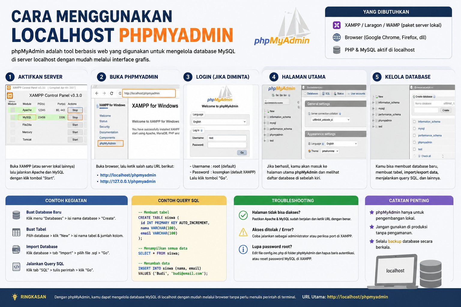 Cara Menggunakan Localhost PhpMyAdmin Untuk Kelola Database