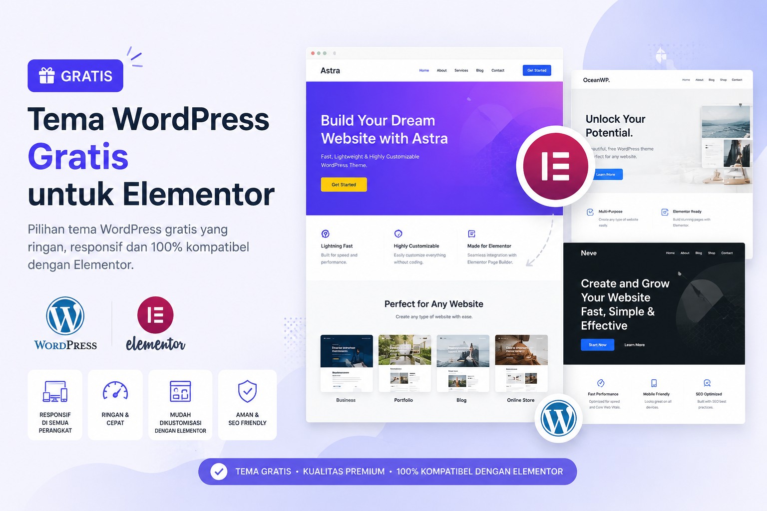 Tema WordPress Gratis Elementor Terbaik untuk Website Pro