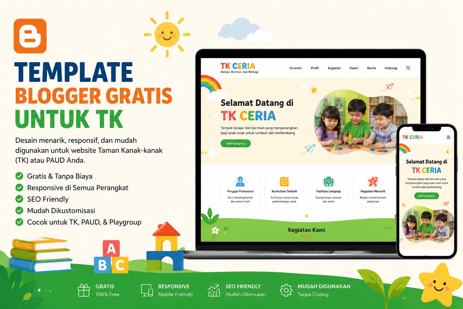 Template Blogger Gratis Untuk TK Bikin Website Lebih Menarik