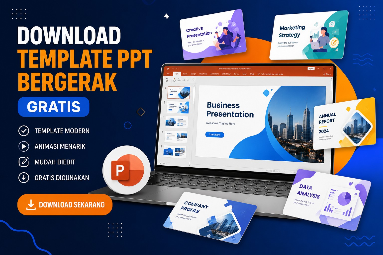 Download Template PPT Bergerak Gratis Desain Keren