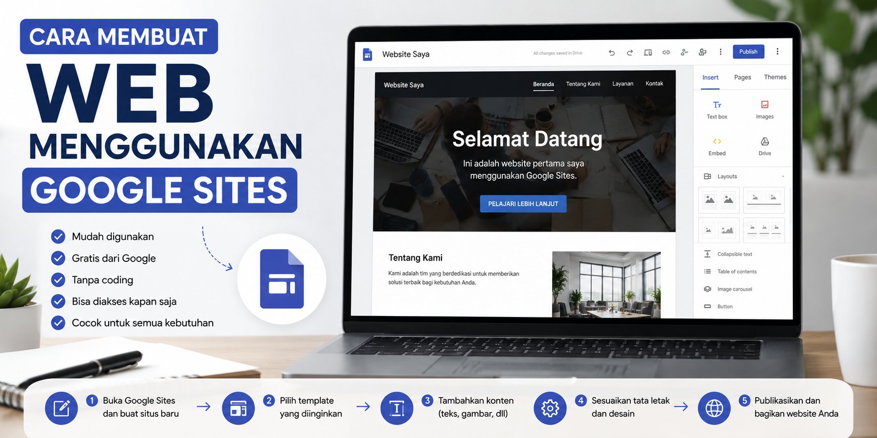 Cara Membuat Web Menggunakan Google Sites Tanpa Coding