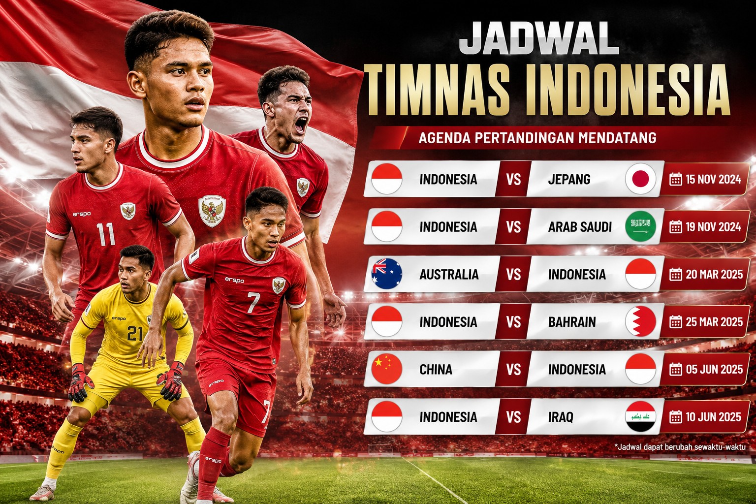 Jadwal Timnas Indonesia