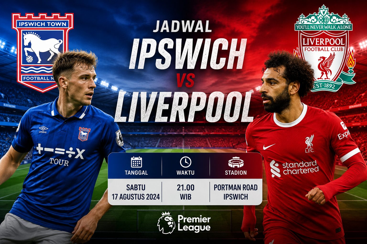 Jadwal Ipswich vs Liverpool