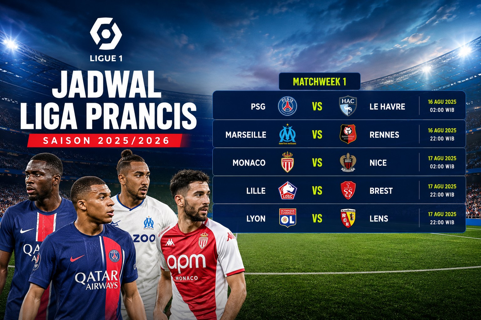 Jadwal Liga Prancis