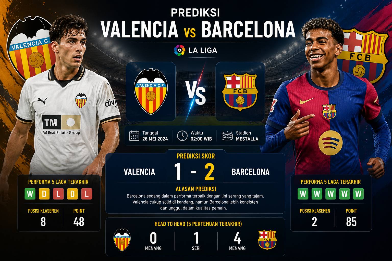 Prediksi Valencia vs Barcelona